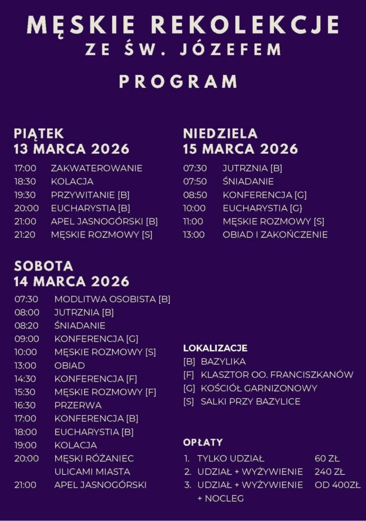 Program rekolekcji ze św. Józefem w Kaliszu