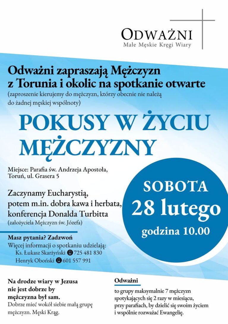 Zaproszenie na spotkanie - Odważni - Małe Męskie Kręgi Wiary