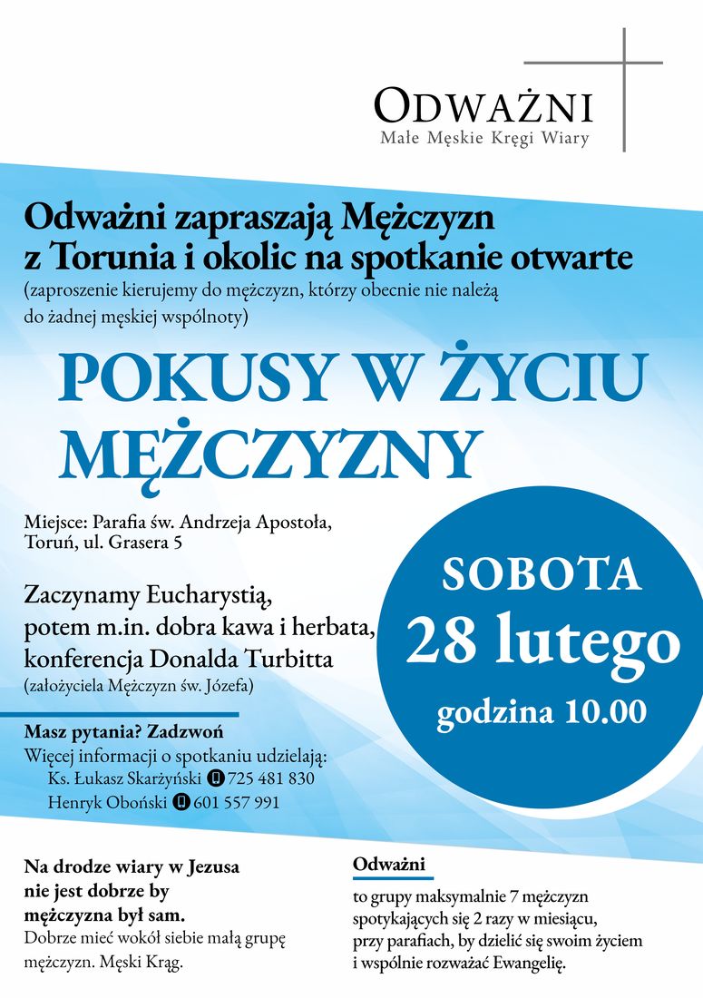 Zaproszenie na spotkanie - Odważni - Małe Męskie Kręgi Wiary