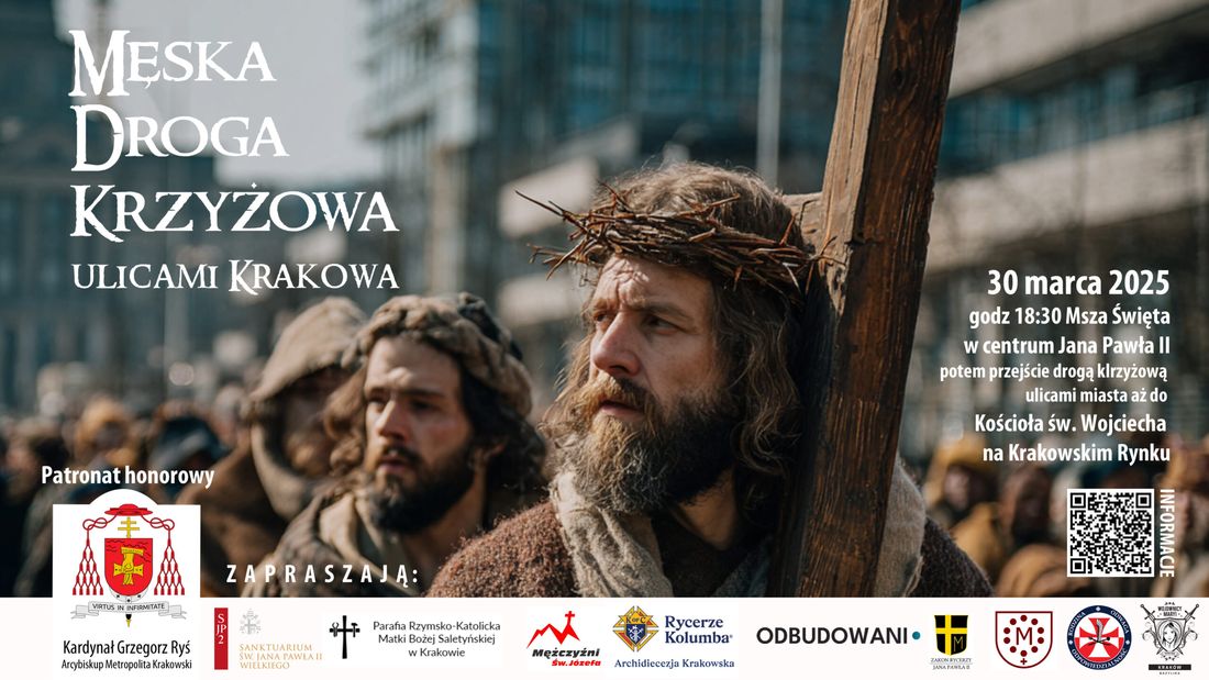 Męska Droga Krzyżowa ulicami Krakowa - plakat