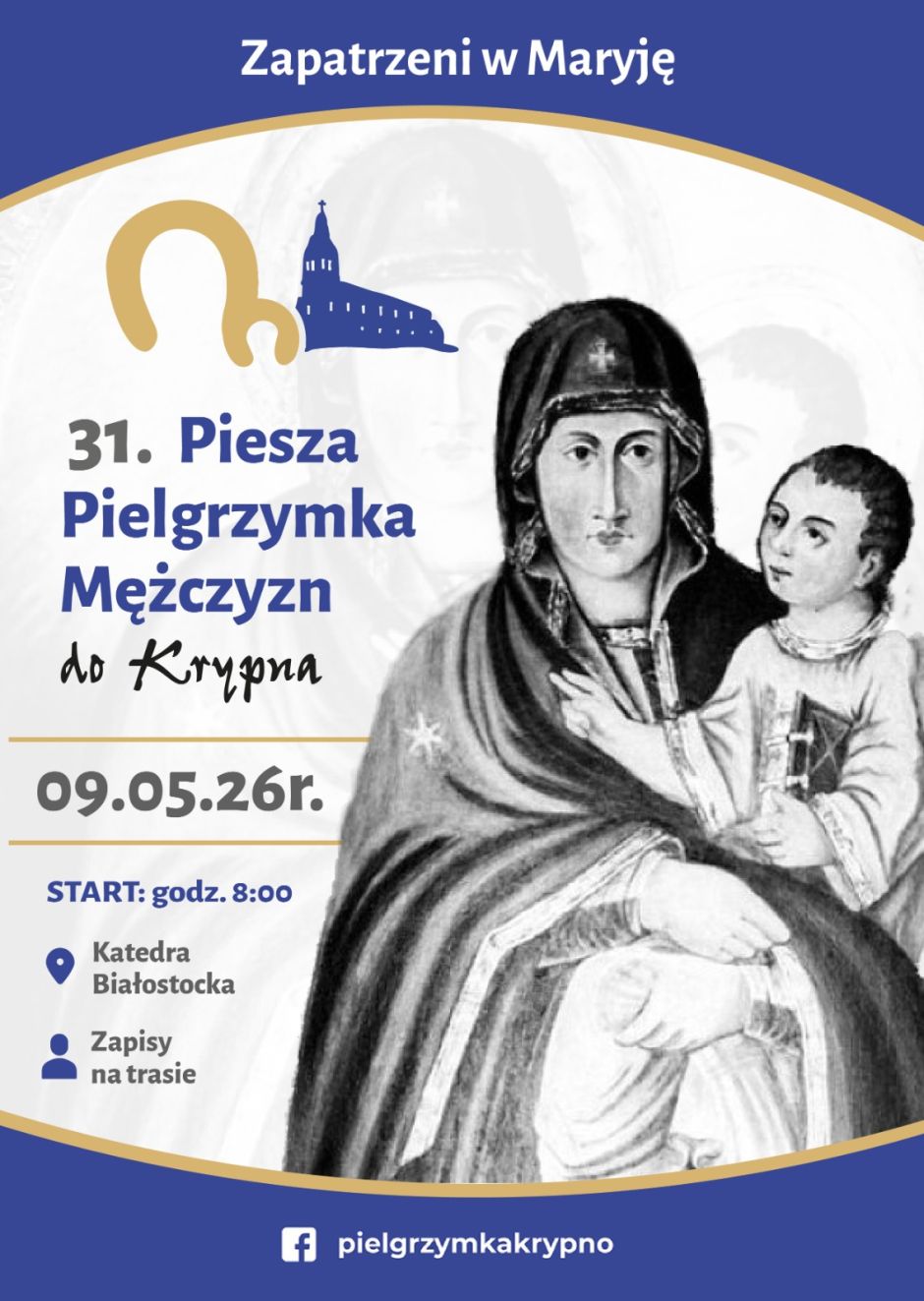 31. Piesza Pielgrzymka Mężczyzn do Krypna 2026 - plakat